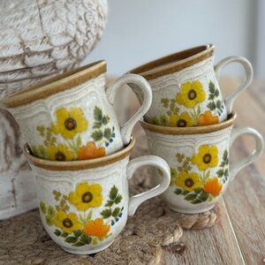 Vintage Mikasa Garden Club Fresh Floral Mugs Set of Four